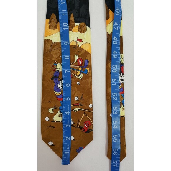 Mens Designer Necktie Goofy Golfing Disney Mickey Unlimited Work Office Party - Picture 12 of 13